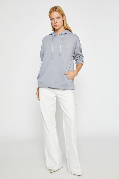 Koton Women's Kangaroo Pocket Oversize Hooded Sweatshirt 3wak10068ek