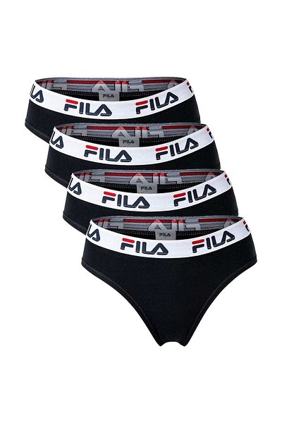 FILA Damen Slip - 4er Pack Briefs, Logo-Bund, Cotton Stretch, einfarbig