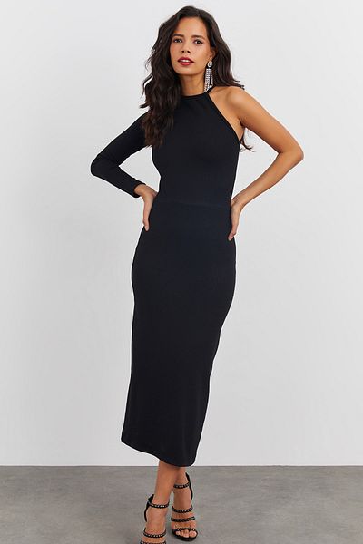 Cool & Sexy Schwarzes, einärmliges Camisole-Kleid für Damen EY1521
