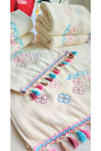 Z&N STYLE My Mother's Dowry Cross Stitch Patterned Velvet Σετ Κουζίνας-Χέρι (50X90 3 ΤΕΜ 30X50 3 ΤΕΜ) Σετ 6