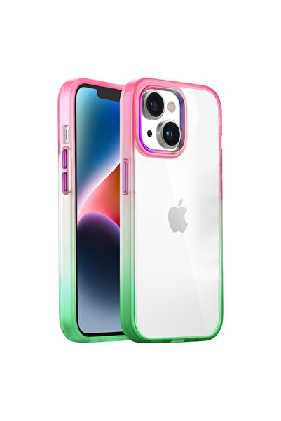 Buff Iphone 14 Air Bumper Rainbow Kılıf Pink Green