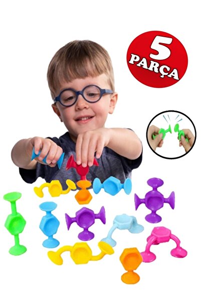 Hyd Vantuzlu Vakum Molekül 5 Parça Yapı Silikon Taşları Fidget Duyusal Eğitic...