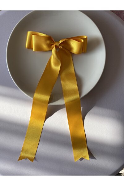 MAKSESUAR Cataramă automată cu fundă din satin galben pentru femei