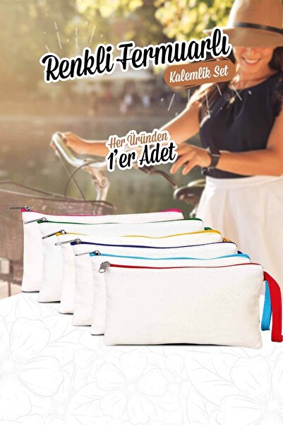 Pamusan Renkli Fermuar Kalemlik Seti 6 Adet