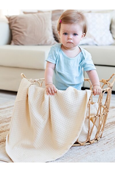 Caline Baby بطانية أطفال قطن 115x100سم - كريمي