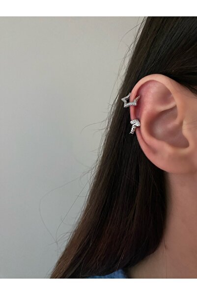 Okkostore Kadın Minimal Yıldızlı Halka Tragus Piercing