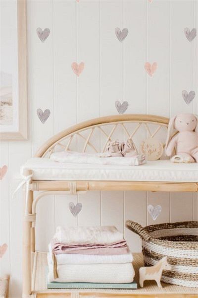Piksel Grafik Pastel Hearts Wall Sticker