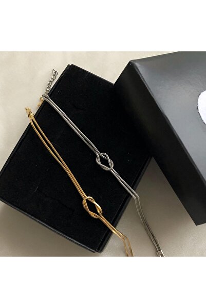 Takıcım Düğüm Çift Bileklik Gold/ Gümüş