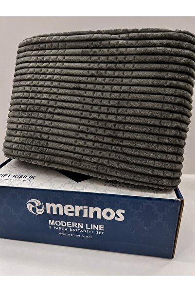 AYHANHOME Modern Line 3 Piece Boxed Blanket Set - Gray - dowry