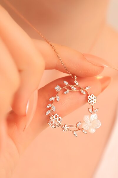 LINTERNA 925 Ayar Gümüş Manolya Çiçeği Sedef Kolye