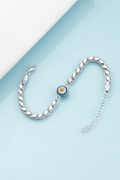 LINTERNA 925 Ayar Gümüş Nazar Boncuklu Pullu Bileklik