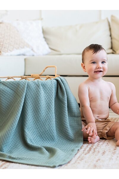 Caline Baby بطانية أطفال قطن آيسبرج أخضر مقاس 115×100 سم