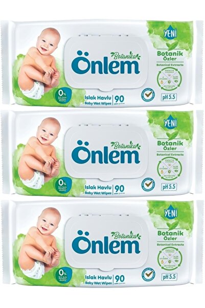 ÖNLEM مناديل مبللة 90 ورقة بخلاصة بوتانيكا (مجموعة من 3) 270 ورقة بغطاء بلاستيكي