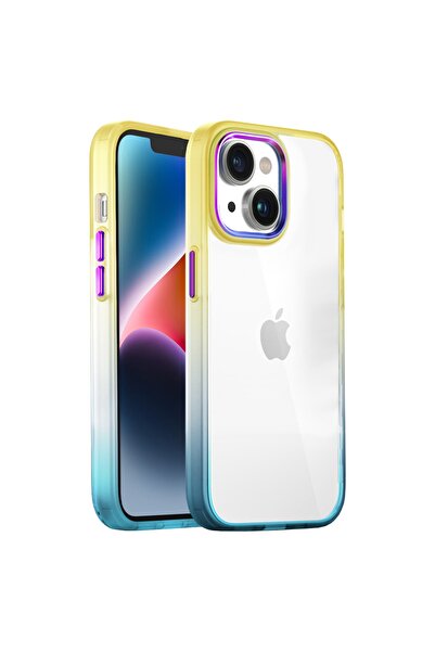 Buff Iphone 14 Air Bumper Rainbow Kılıf Yellow Green