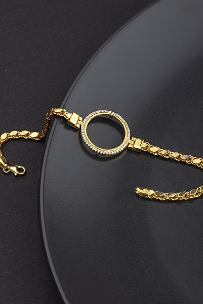 LINTERNA 925 Ayar Gümüş Pullu Zincirli Çeyreklik Bileklik