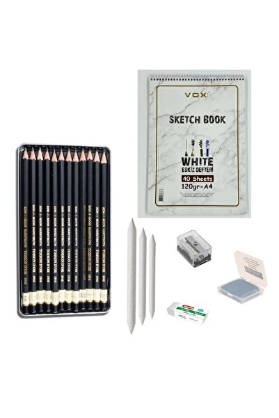 Koh-i Noor مجموعة رسم للمبتدئين 8 + قلم رصاص متدرج + دفتر ملاحظات مقاس A5 + م...
