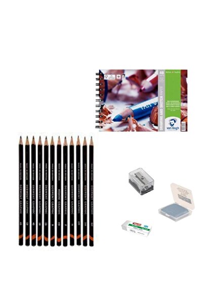 Derwent Sketch Starter Set 1 + Graduated Pen + A5 Notebook + Dispenser Set + ...