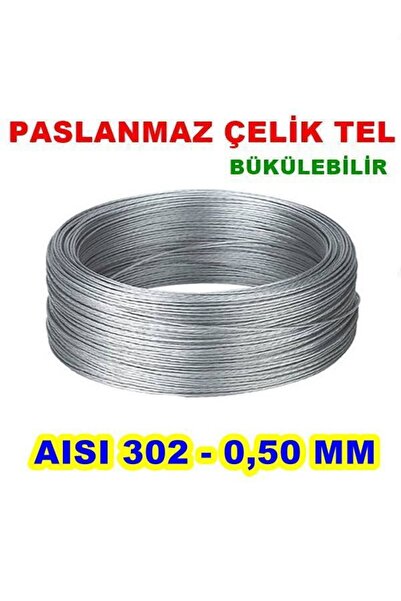 Arcan Ticaret Paslanmaz Çelik Tel 0.50 mm 5 Metre Olta Malzemesi Maymuncuk El...