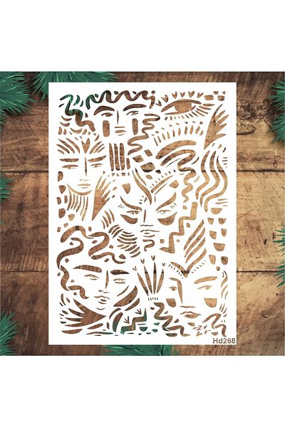 STENCİLTASARIM Stencil Design Hd268 Ethnic Pattern Wall Wooden Glass Painting Template