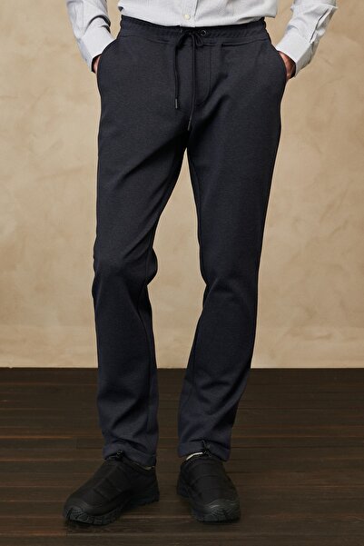 ALTINYILDIZ CLASSICS Men's Navy Blue Slim Fit Narrow Cut Tie Waist Flexible T...