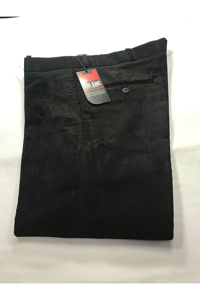 BUGİ GİYİM Dudewear Fleece Men's Black Classic Cut Velvet Trousers