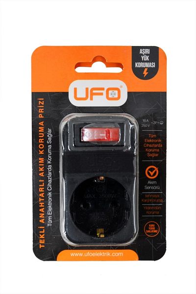 UFO مجموعة مقابس محمية من ارتفاع التيار 1.5 أسود مفرد أسود