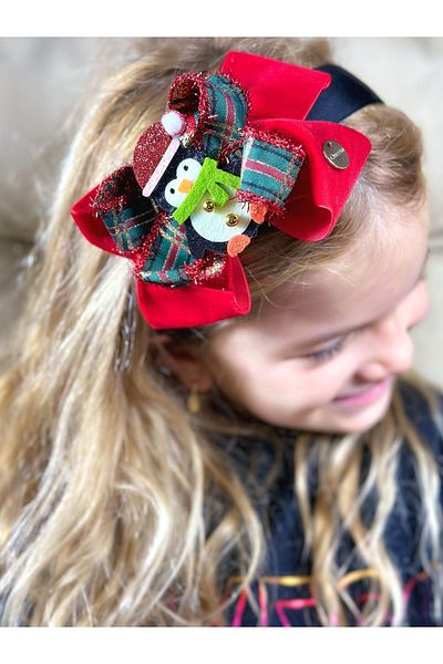 QUEEN AKSESUAR New Year's New Year's Luxury Glitter Penguin Decorated Velvet Bow Plaid Satin Crown Women's Children's Crown