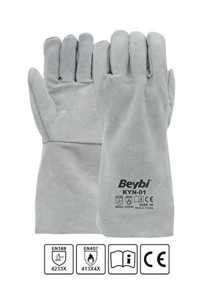 Beybi قفازات عمل Kyn-01 رمادية اللون من Eco Welder، مقاس 10، 10 أزواج