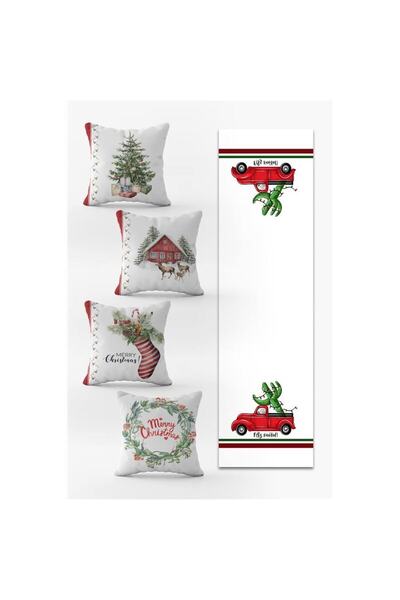 Evmila Новорічний спеціальний набір 4 подушки 1 бігунок