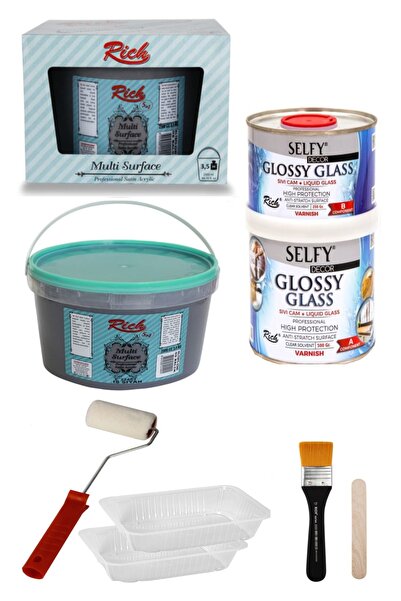 GLANCE Surface 3,5 Kg Is Siyah Selfy Decor Glossy Glass 1000 500gr Balkon,ter...