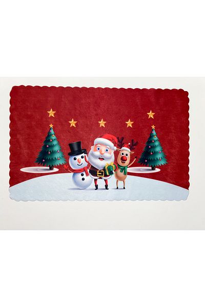 KÜPPELİ ACCESSORİES Christmas Themed Santa Claus American Service 6 Pieces Washable Fabric Runner Christmas Figures