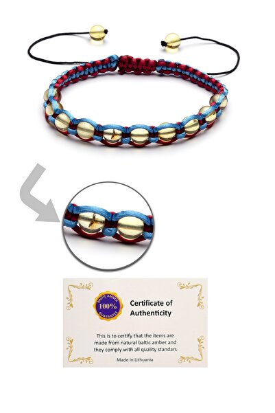 OTTOTESBİH Bordo Mavi Bileklik, Damla Kehribar Bileklik, Kehribar Bileklik