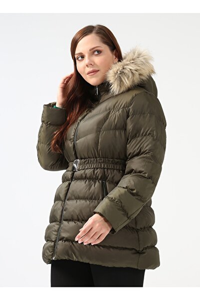 Selen Haki Kadın Kürklü Mont 22KSL6022