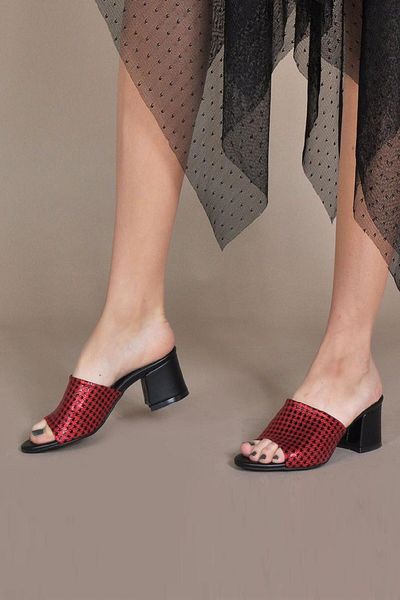 NY MODA Γυναικείες παντόφλες με μαύρο σχέδιο Houndstooth