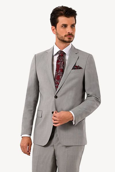 Ysf Men's Light Gray Regular Fit Suit