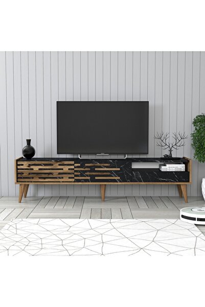 Variant Mobilya Valensiya Tv Ünitesi - Ceviz / Siyah Mermer