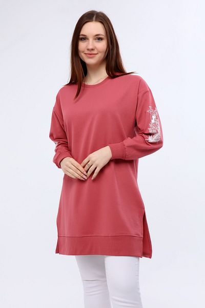 Birol Triko Women's Patterned Dusty Rose Tunic