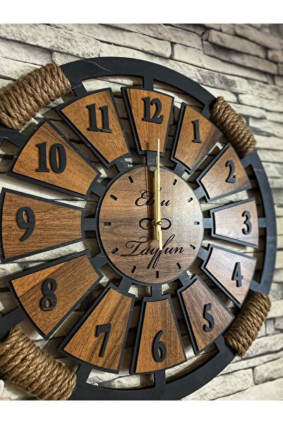 Adapromosyon Dekoratif Ahşap Halatlı Duvar Saati 40 cm
