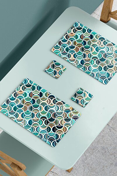 Queen Bee İstanbul Σετ ακρυλικών αμερικανικών πιάτων και σουβέρ με μοτίβο μωσ...