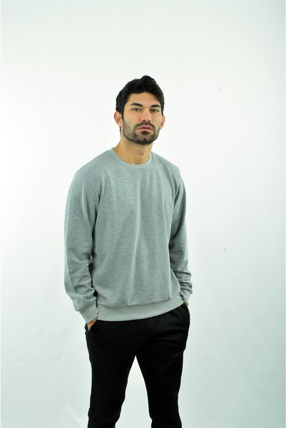FİHA /Keşgül-9014 Men's Unprinted Rain Pattern Crew Neck Sweat