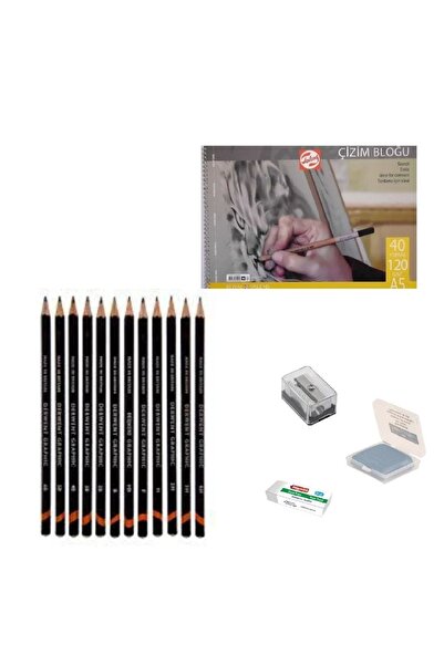 Derwent Sketch Starter Set 2 + Graduated Pen + A5 Notebook + Dispenser Set + ...