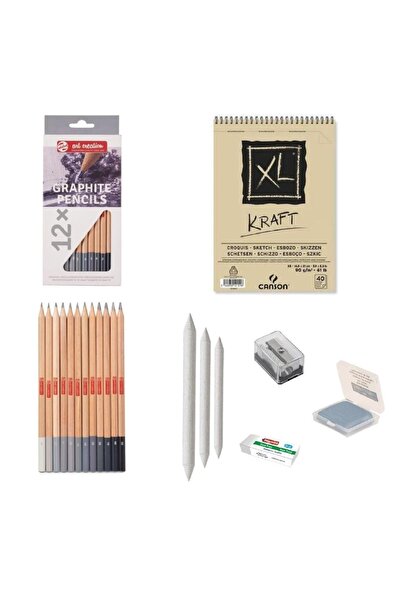 Bruynzeel Eskiz Başlangıç Seti 5 + Dereceli Kalem + A5 Defter + Dağıtıcı Set ...