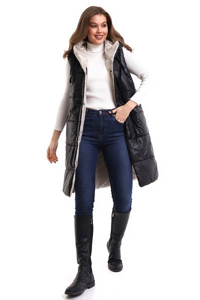 Winmoda34 Women's Long Puffer Vest Hooded