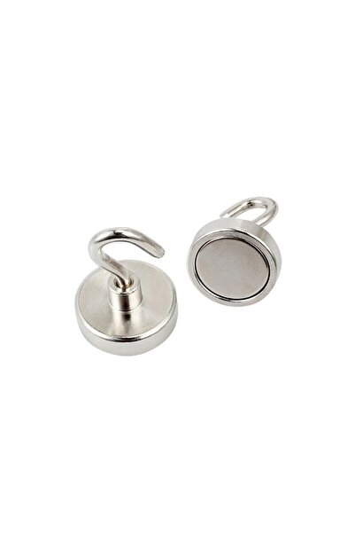 Dünya Magnet 2 Adet 25mm Kancalı Pot Mıknatıs - Güçlü Neodyum Askı Kanca Mıkn...