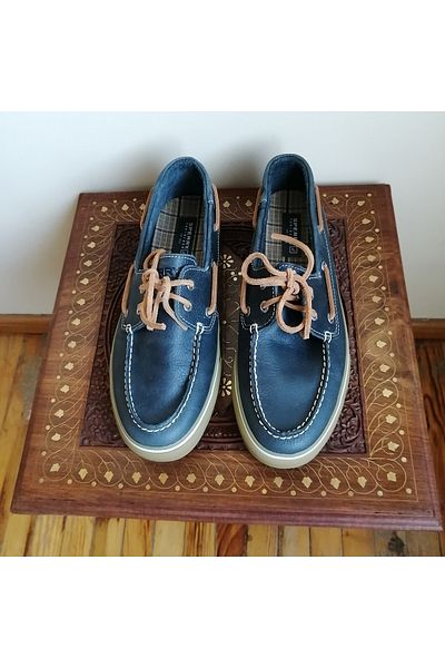 Sperry Top-Sider Unisex Genuine Calf Leather Burning Navy Blue Antique Laced Rubber Sole Shoes