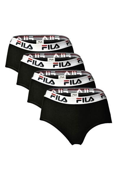FILA Damen Hipster - 4er Pack Slip, Logo-Bund, Cotton Stretch, einfarbig