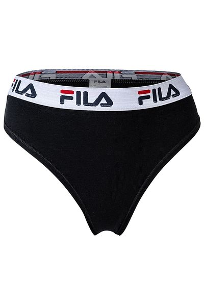 Fila Damen String - Normal Bel, breiter Logo-Bund, Baumwolle, einfarbig