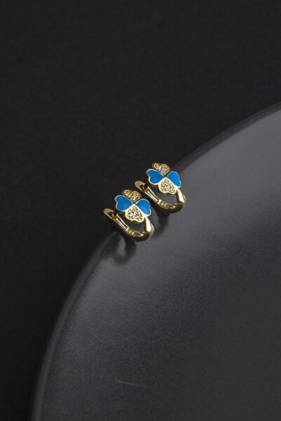 LINTERNA 925 Ayar Gümüş Mineli Yonca Çocuk Küpesi