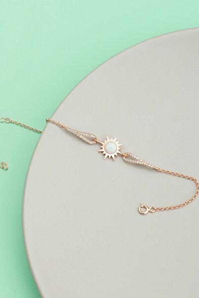 LINTERNA 925 Ayar Gümüş Beyaz Opal Taşlı Güneş Bileklik