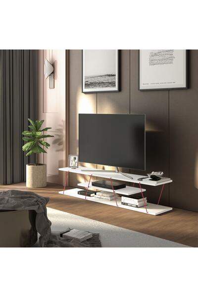 Rafevi Tars TV Ünitesi (Beyaz-Pembe)